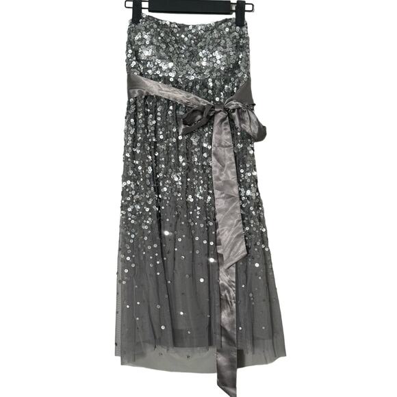 NWT Alexia Admor Silver Sequin Strapless Mini Cocktail Dress Size M - Picture 1 of 9